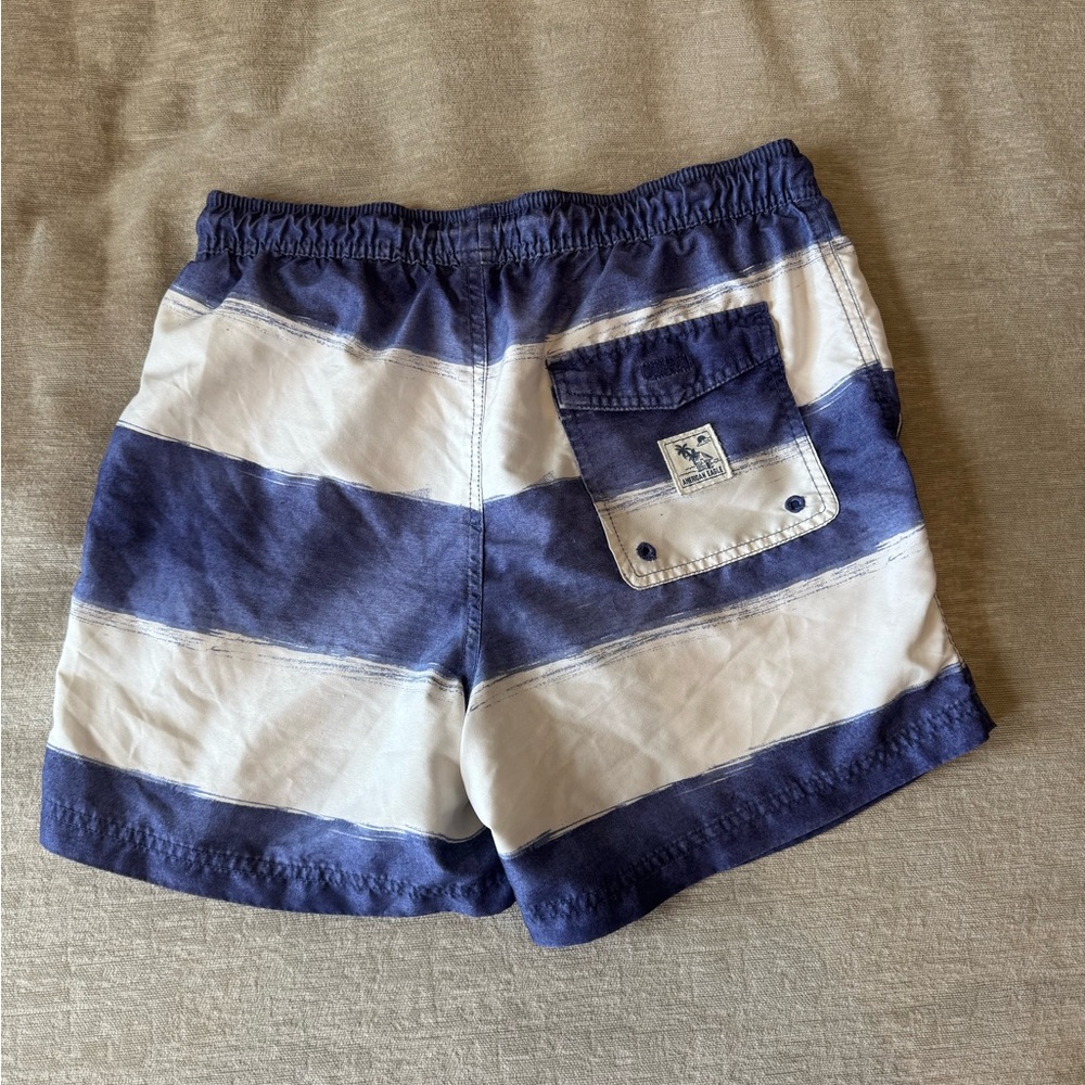 American Eagle men’s small blue and white striped swim trunks board shorts - Picture 7 of 11